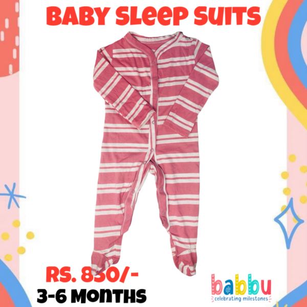 Sleep suits 0-3 Months - Light Pink Stripes
