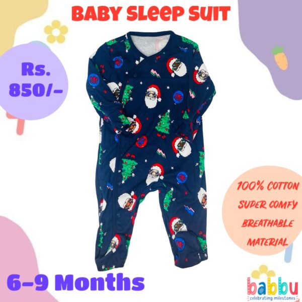 Sleep suits 6-9 Months - Dark Blue Santa