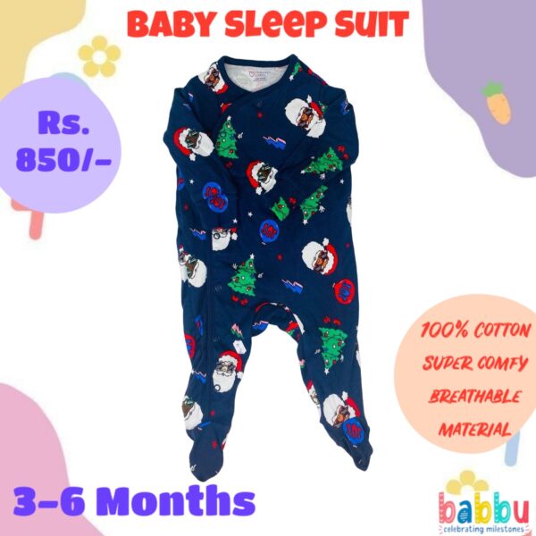 Sleep suits 3-6 Months - Dark Blue Santa