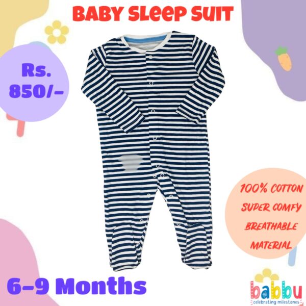 Sleep suits 6-9 Months - Black Stripes