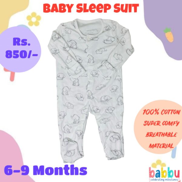 Sleep suits 6-9 Months - Grey Elephants
