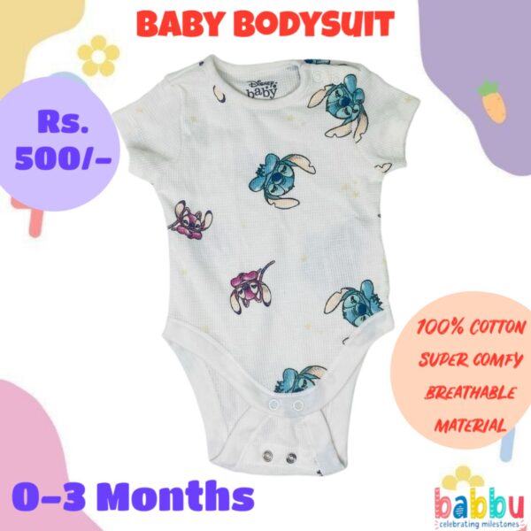 Bodysuits 0-3 Months - Stitch White Textured