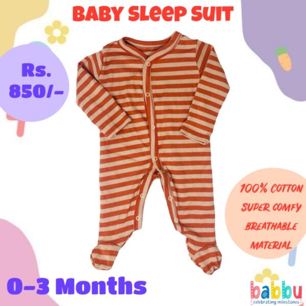 Sleep suits 0-3 Months - Red and Beige Stripes