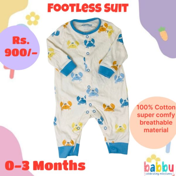 Footless Suit 0-3 Months - Crabs