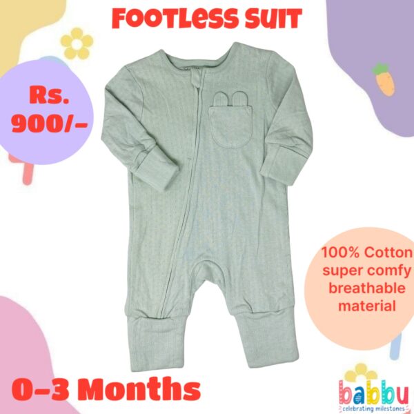 Footless Suit 0-3 Months - Teal with Zipper