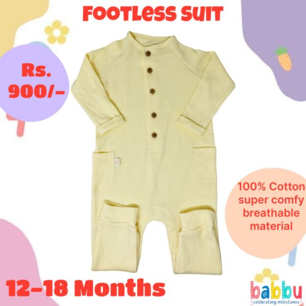 Footless Suit 12-18 Months - Light Yellow