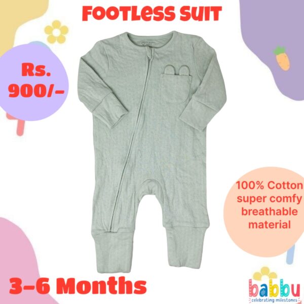 Footless Suit 3-6 Months - Teal with Zipper
