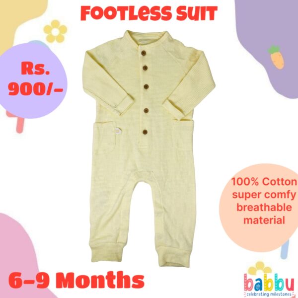 Footless Suit 6-9 Months - Light Yellow