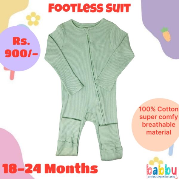 Footless Suit 18-24 Months - Light Green with Zipper