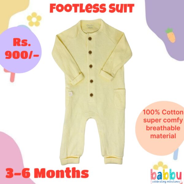 Footless Suit 3-6 Months - Light Yellow
