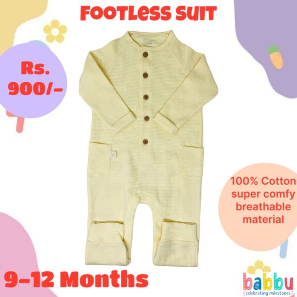 Footless Suit 9-12 Months - Light Yellow