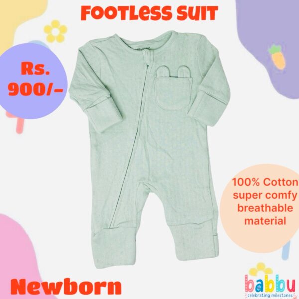 Footless Suit Newborn - Zipper Teal