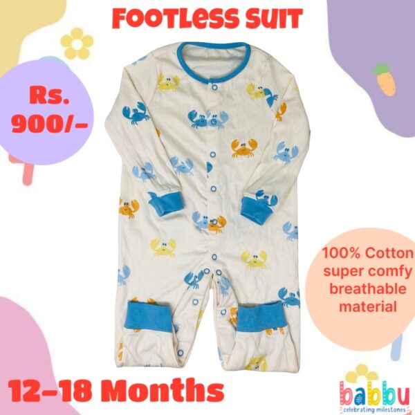 Footless Suit 12-18 Months - Crabs