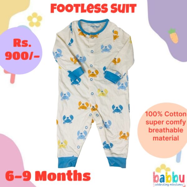 Footless Suit 6-9 Months - Crabs